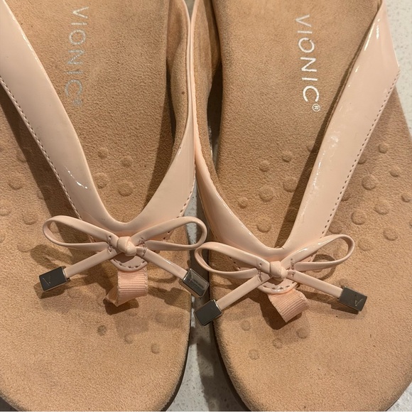 Vionic Bella II Blush Patent Bow Flip Flop Sandal Arch Support Orthotic Sz 11 - Picture 2 of 6